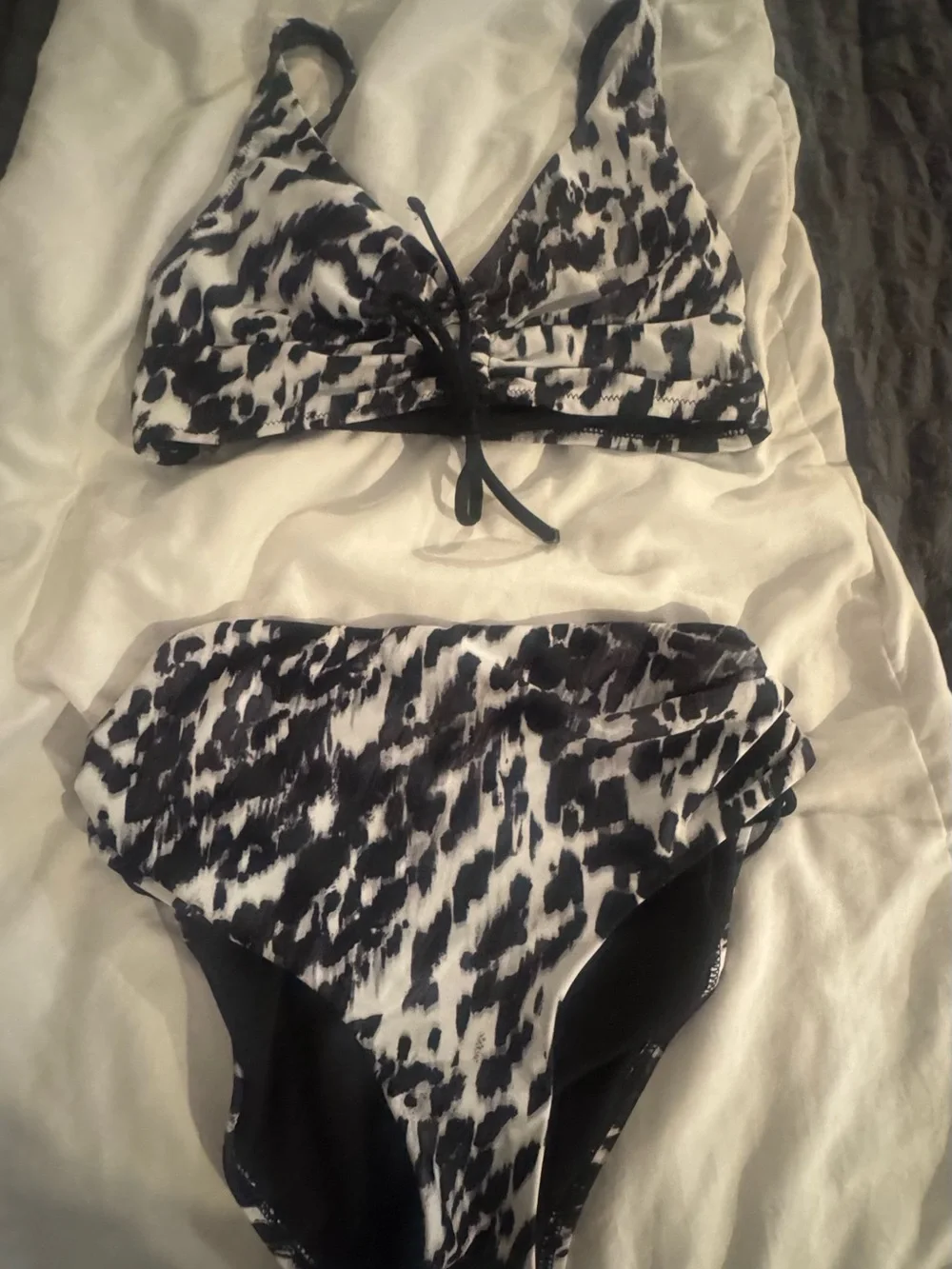 Bar III Black and White Leopard Print Bikini Set - Women Swim